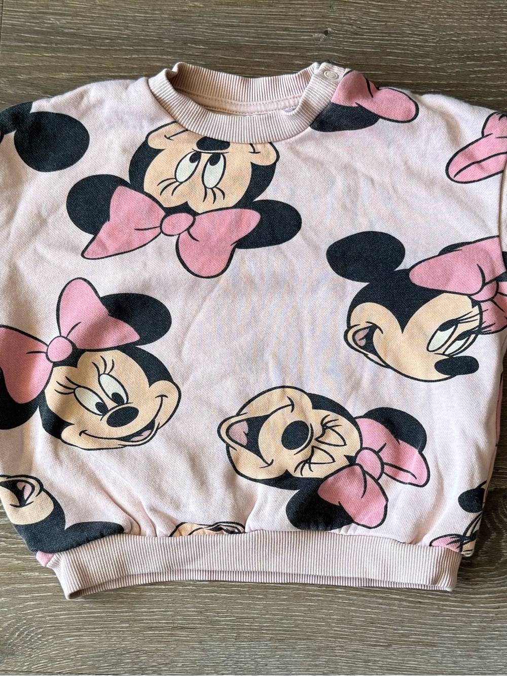 H&M Light Pink Minnie Mouse All-Over Graphic Sweatshirt